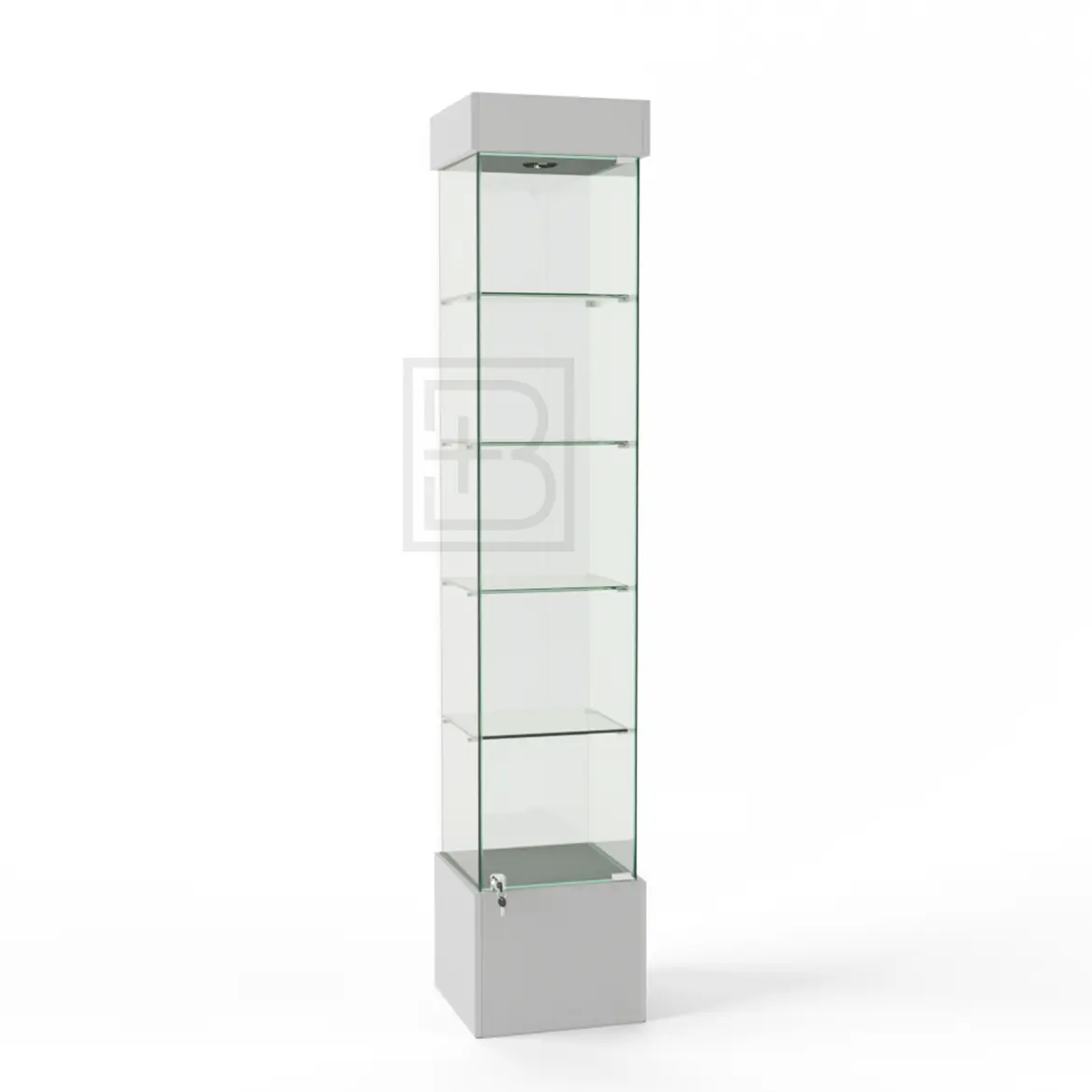 Шкаф витрина стеклянный на подиуме ВСП-40 Размер: 2000x400x400 мм. Цвет: дуб